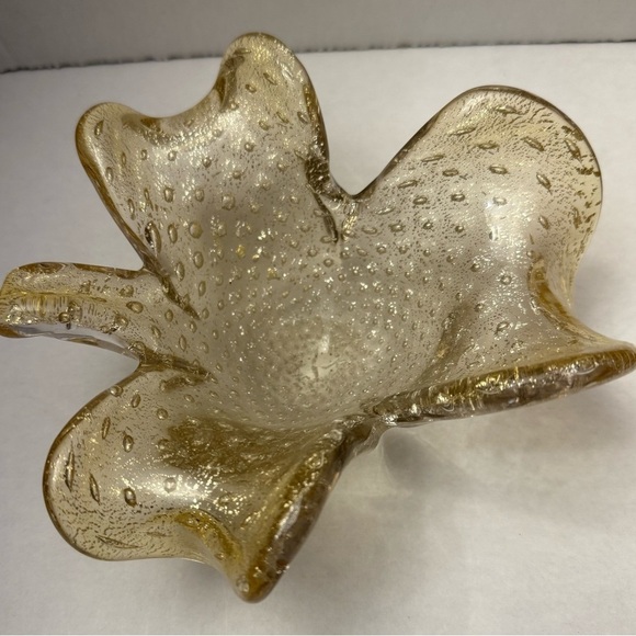 Murano Other - Elegant Italian Murano Gold Glass Art Bowl